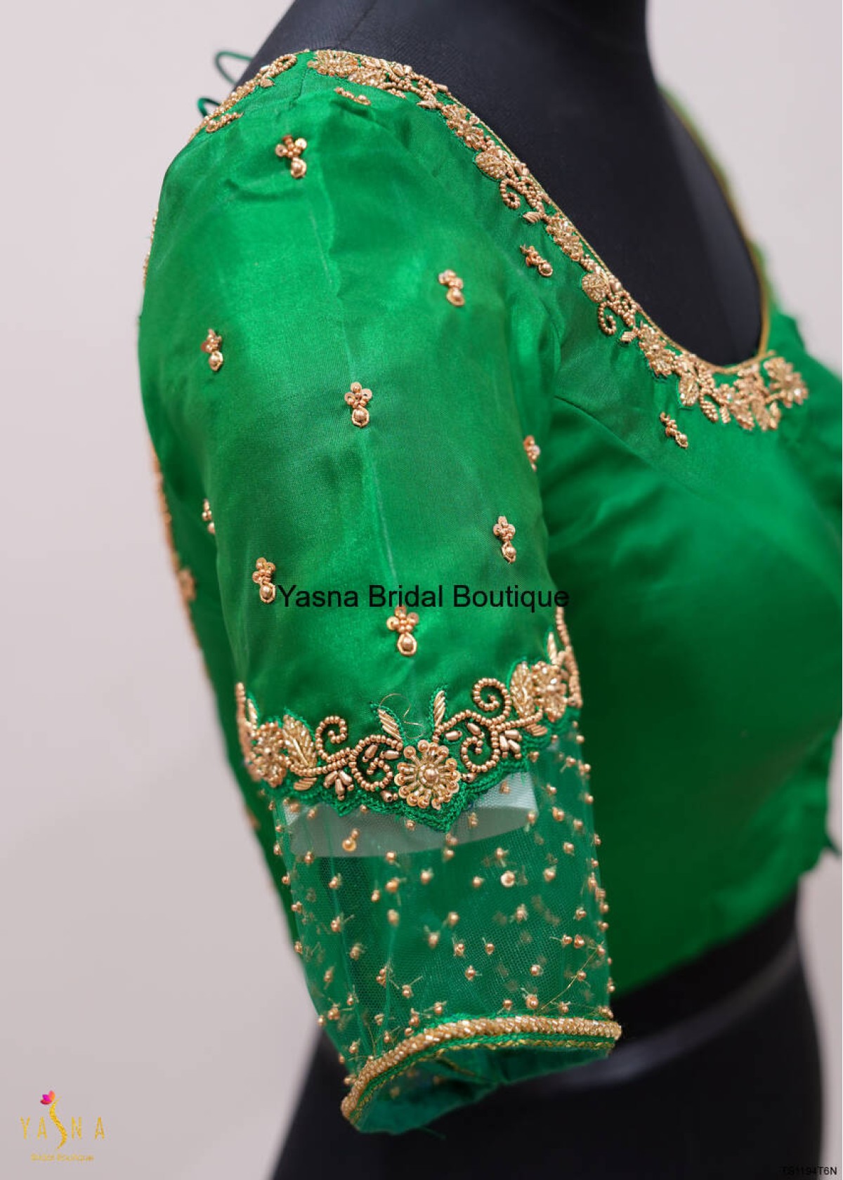 Green Organza Designer Blouse