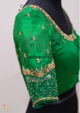 Green Organza Designer Blouse