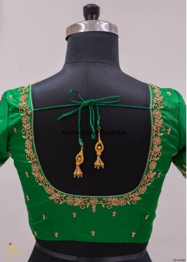 Green Organza Designer Blouse