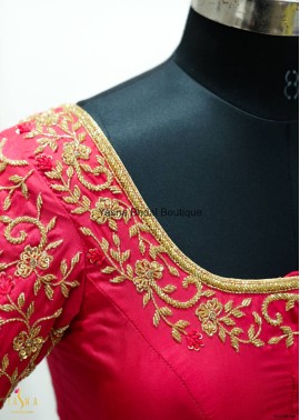 Red Hand Embroidery Blouse