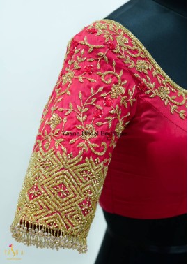 Red Hand Embroidery Blouse