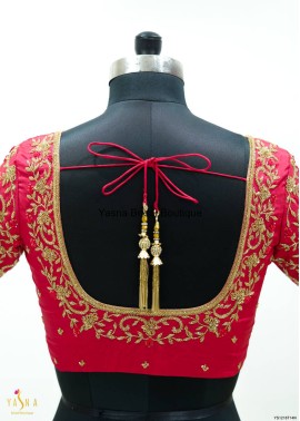 Red Hand Embroidery Blouse
