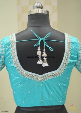 Silver beed work Blouse