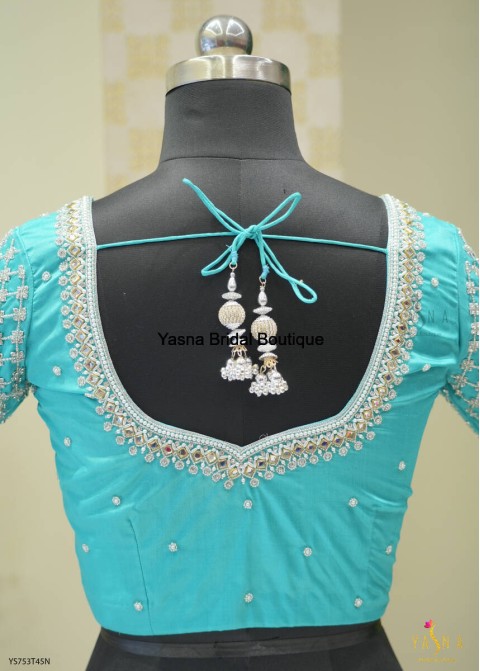 Silver beed work Blouse