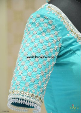 Silver beed work Blouse