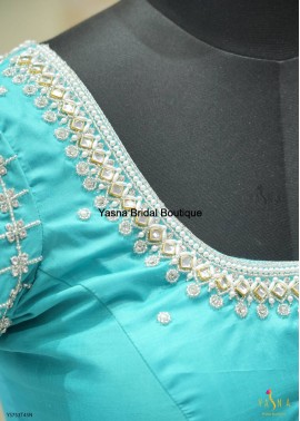 Silver beed work Blouse