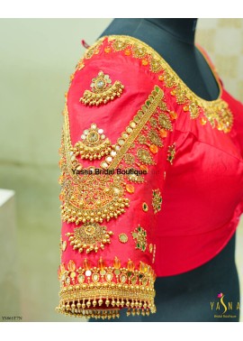 Gold Stone Aari  work Blouse