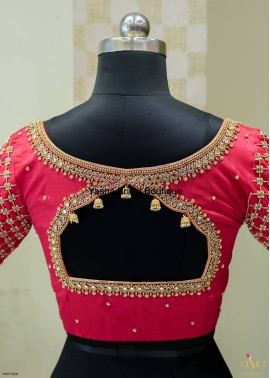 Red Aari Work Blouse